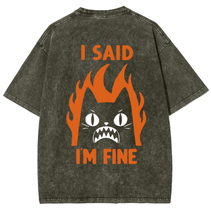 Unisex Vintage I am Fine Cat t-Shirt