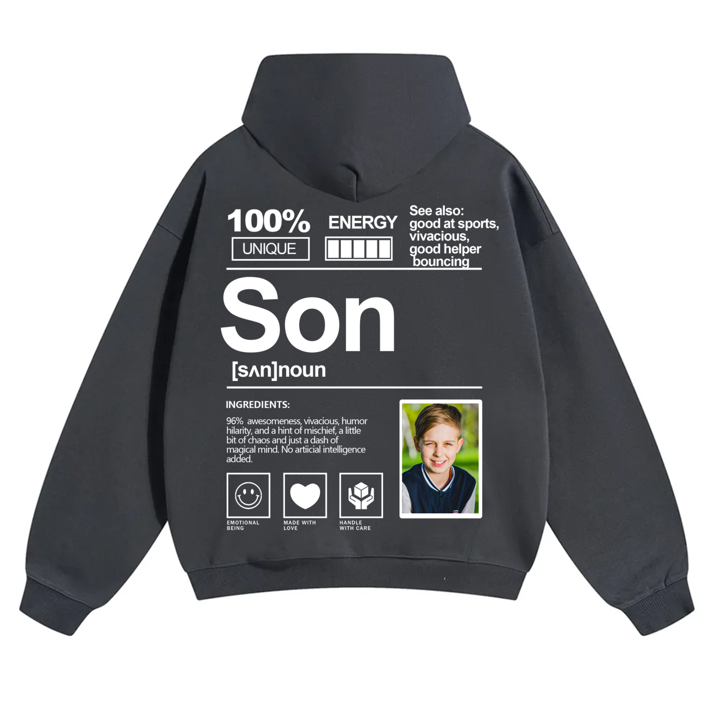 Addcustom Photo Son Solid Color Hoodie
