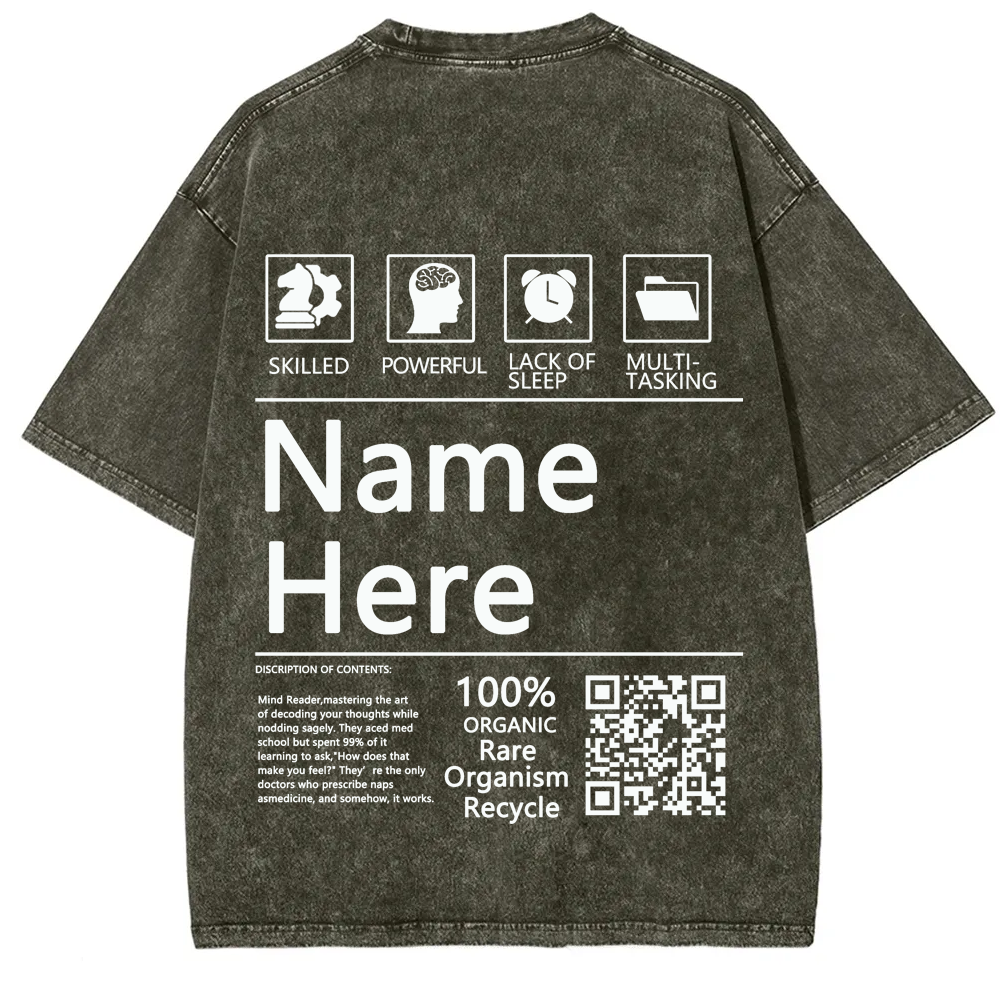 QR Code Customized Unisex Fit Washed T-Shirt