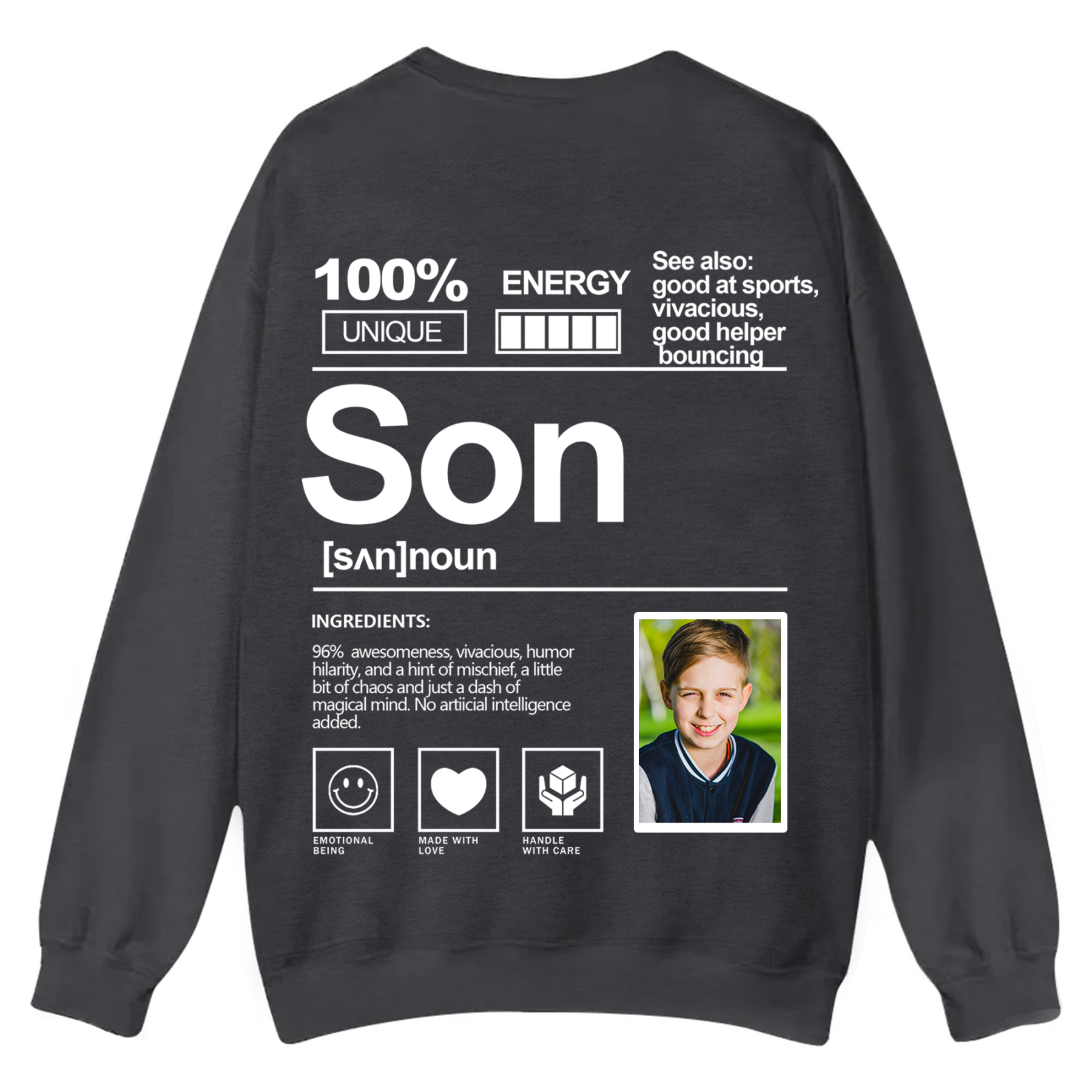 Addcustom  Photo Son Casual Crewneck Sweatshirt