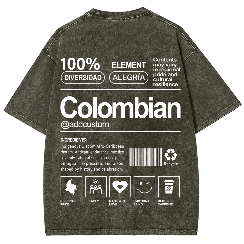 Colombian Addcustom Unisex Fit  Washed T-Shirt