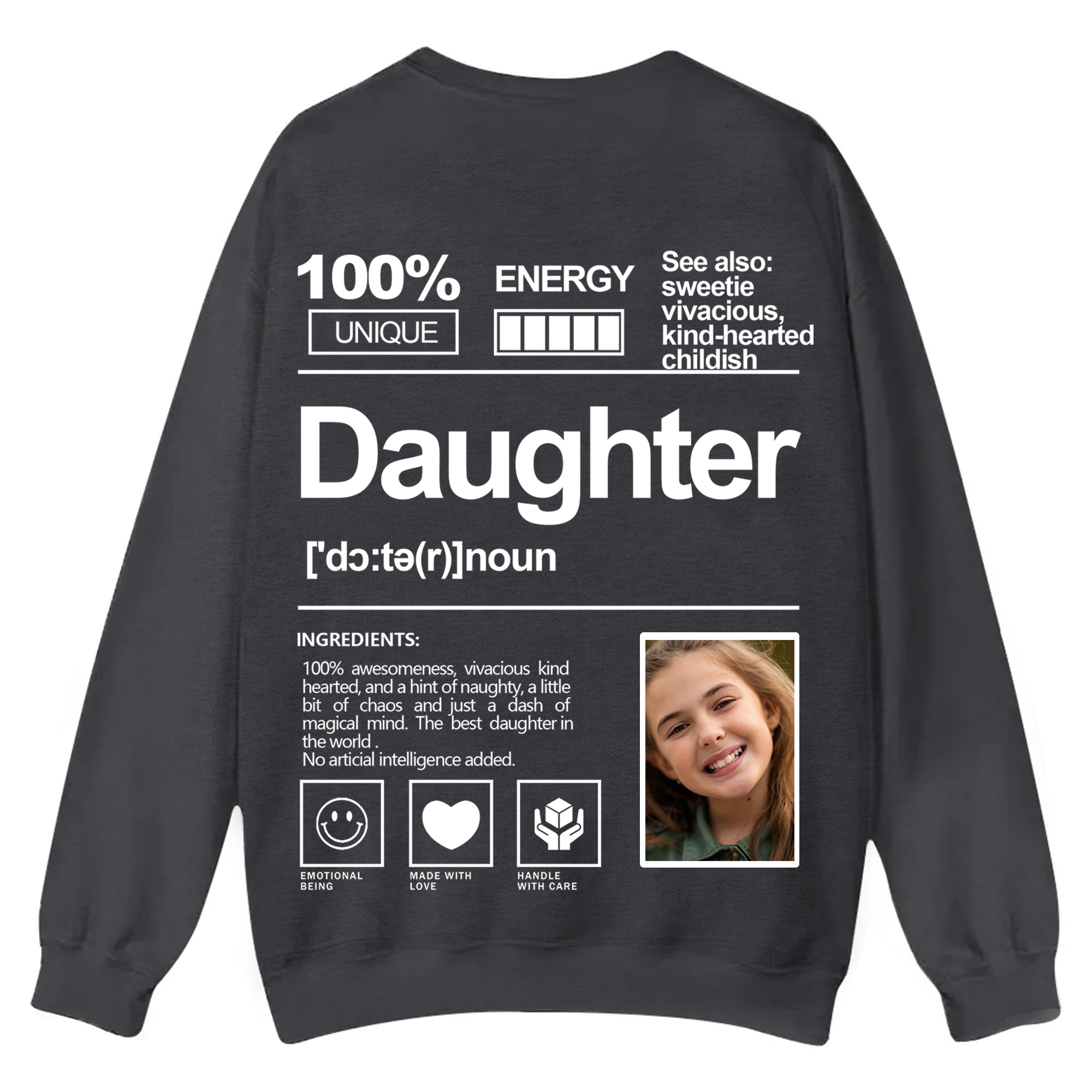 Addcustom  Photo Daughter Casual Crewneck Sweatshirt