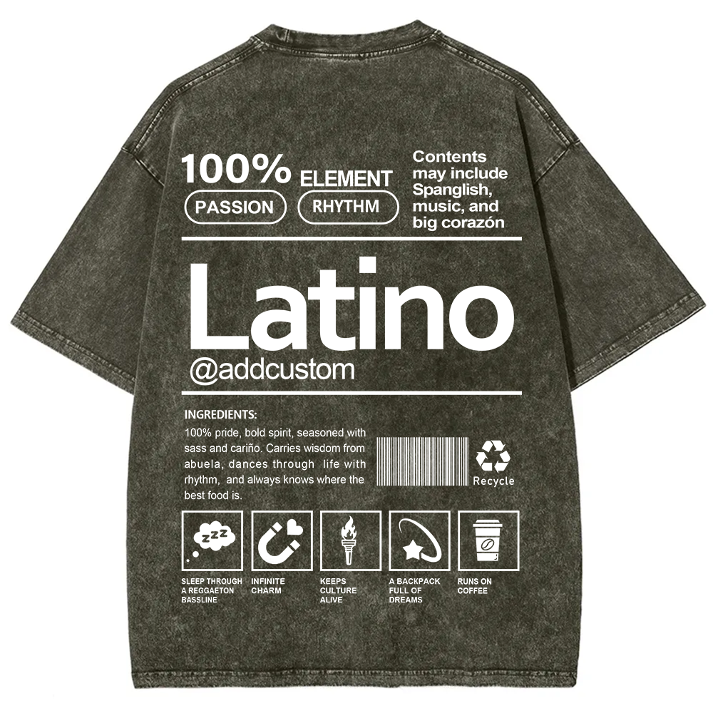 Latino Addcustom Unisex Fit  Washed T-Shirt