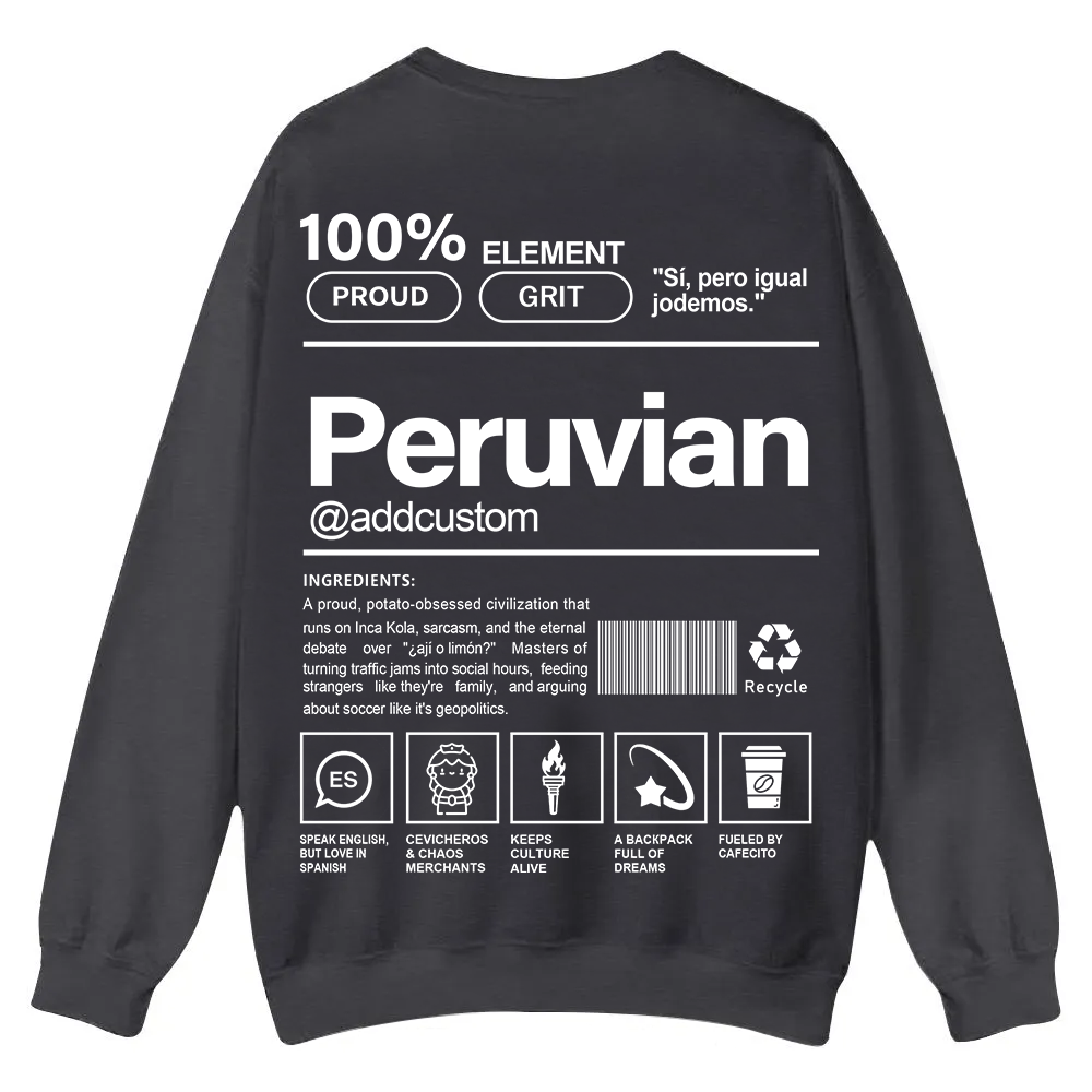 Peruvian Addcustom Unisex Fit  Casual Crewneck Sweatshirt wearishow