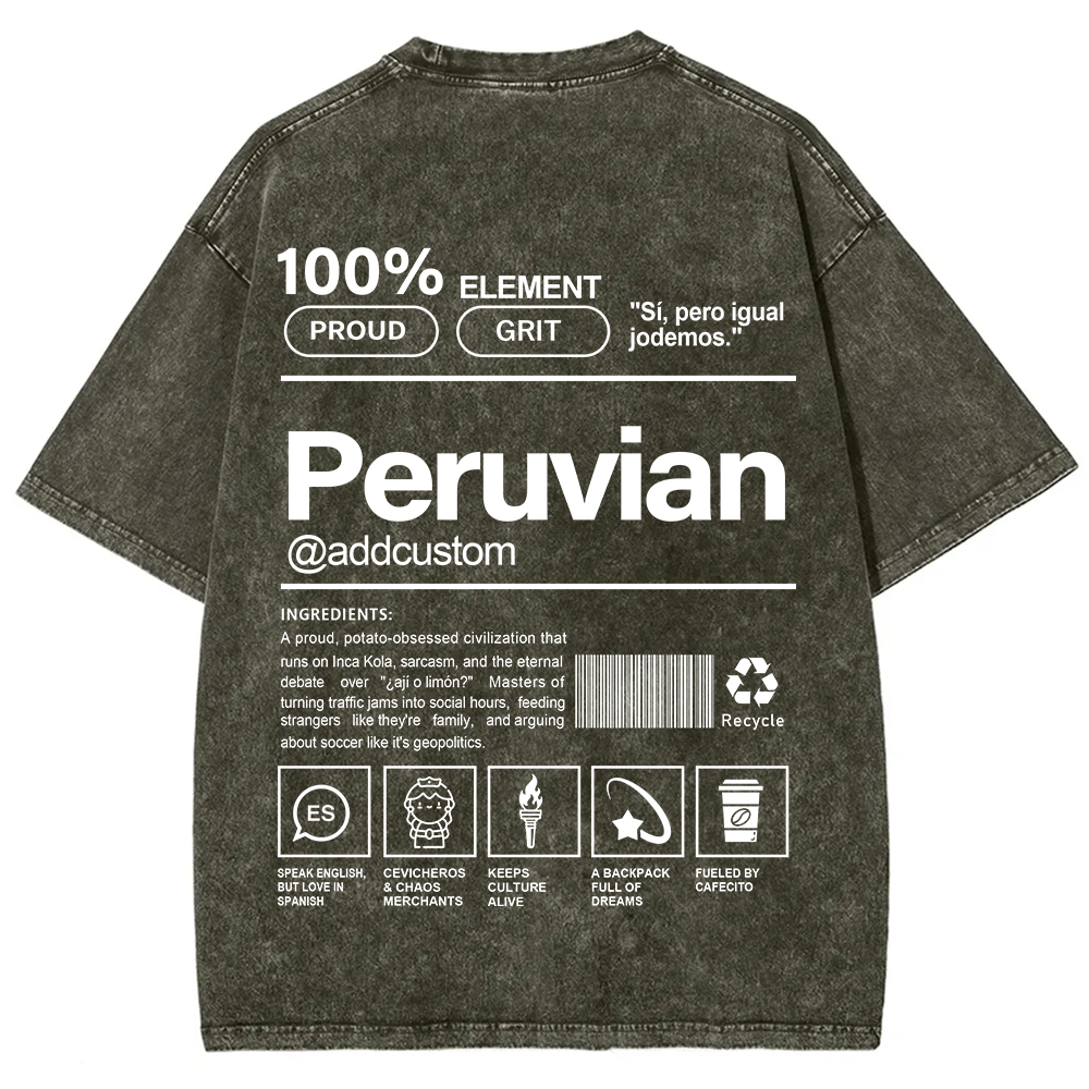 Peruvian Addcustom Unisex Fit  Washed T-Shirt