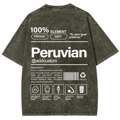 Peruvian Addcustom Unisex Fit  Washed T-Shirt