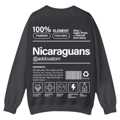 Nicaraguans Addcustom Unisex Fit  Casual Crewneck Sweatshirt wearishow