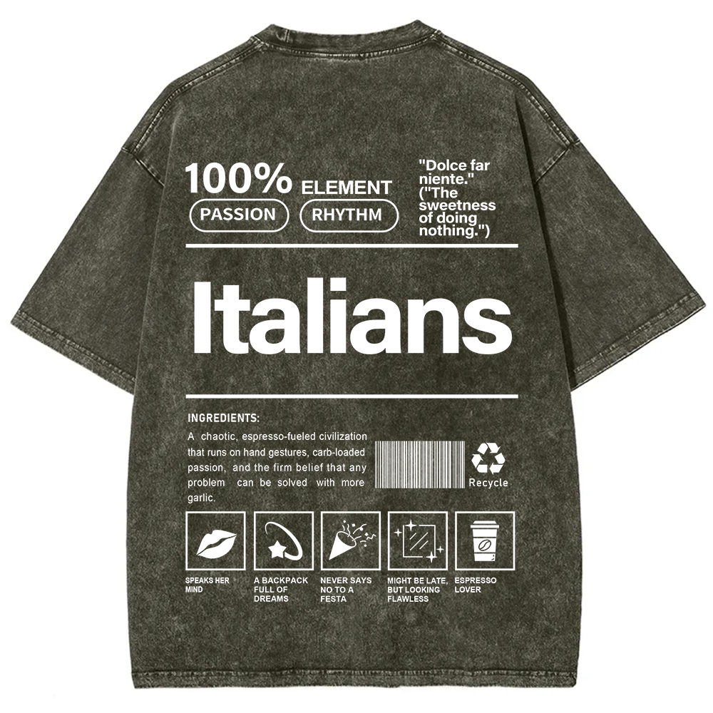 Italians Unisex Fit  Washed T-Shirt