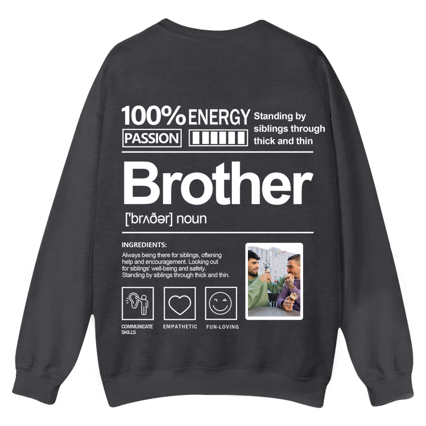 Addcustom  Photo Brother Casual Crewneck Sweatshirt