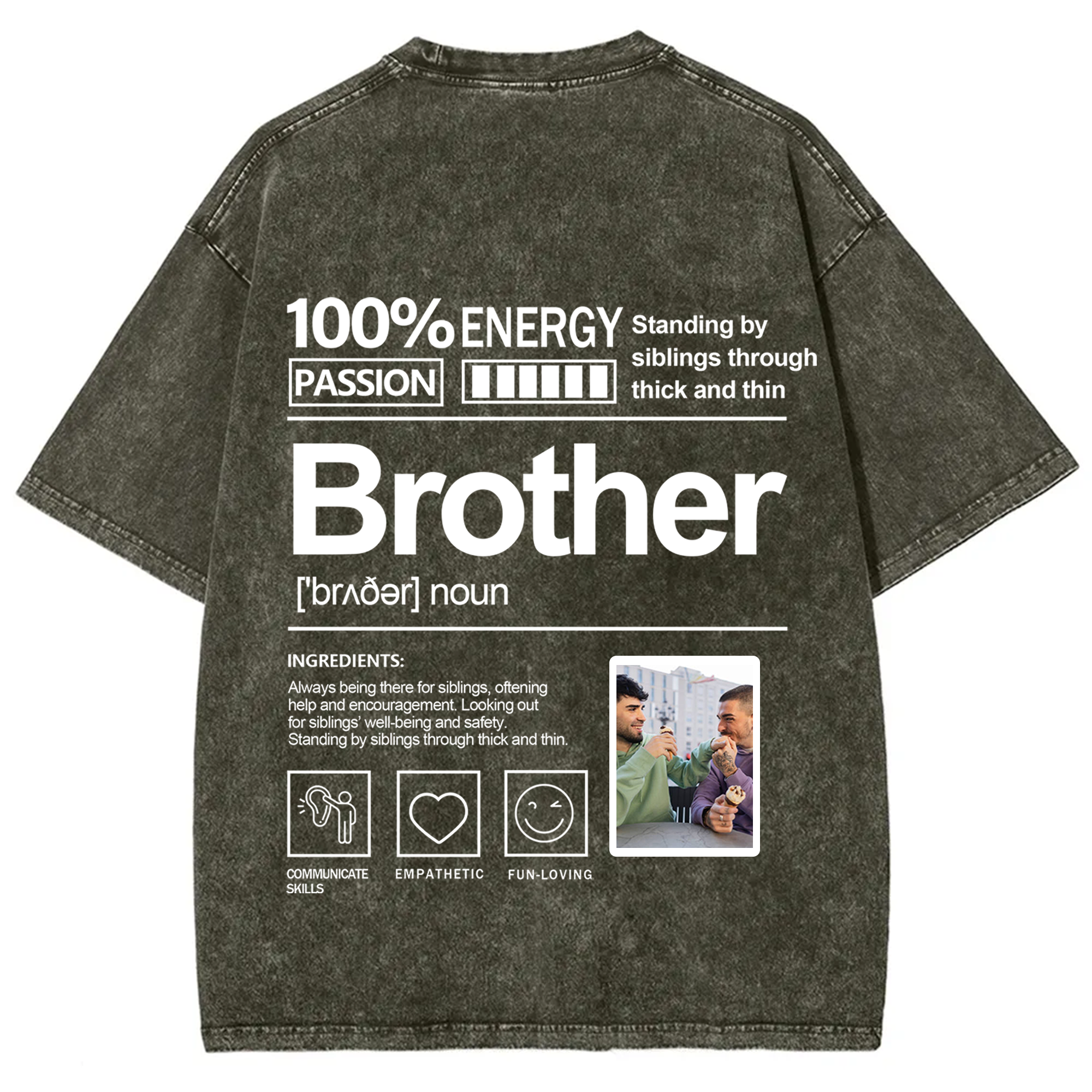Addcustom Photo Brother Washed T-Shirt