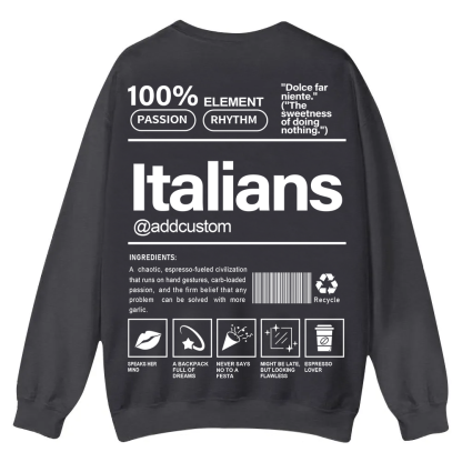 Italians Addcustom Unisex Fit  Casual Crewneck Sweatshirt wearishow
