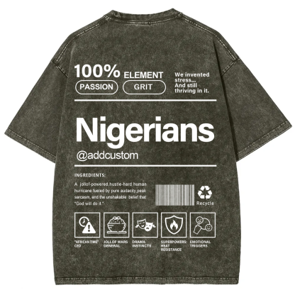 Nigerians Addcustom Unisex Fit  Washed T-Shirt