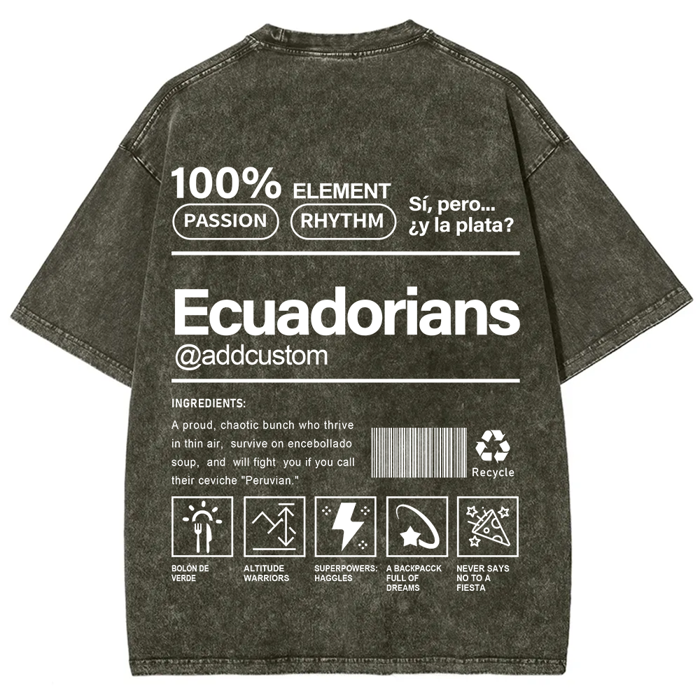 Ecuadorians Addcustom Unisex Fit  Washed T-Shirt