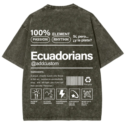 Ecuadorians Addcustom Unisex Fit  Washed T-Shirt