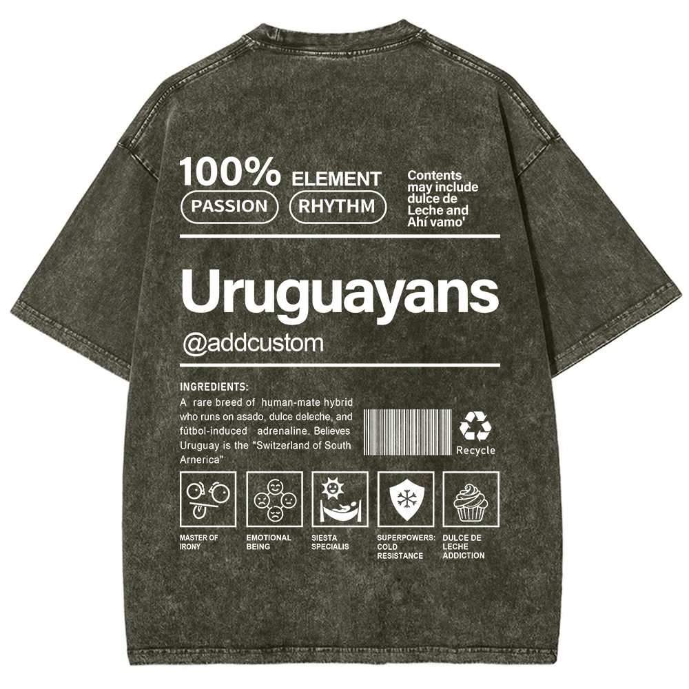 Uruguayans Addcustom Unisex Fit  Washed T-Shirt