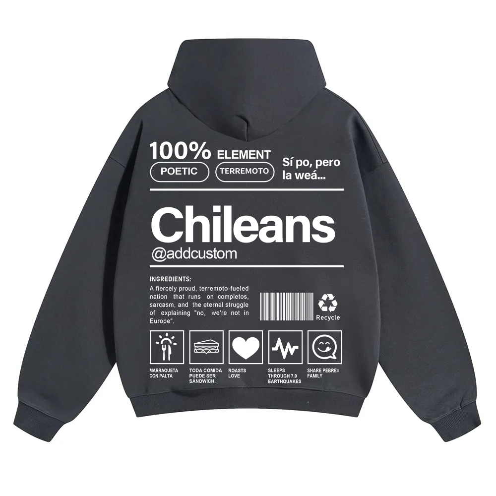 Chileans Addcustom Unisex Fit Color Hoodie wearishow