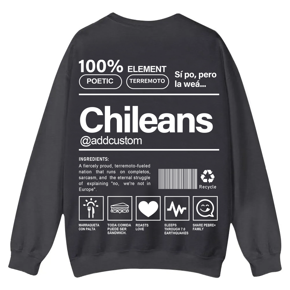 Chileans Addcustom Unisex Fit  Casual Crewneck Sweatshirt wearishow