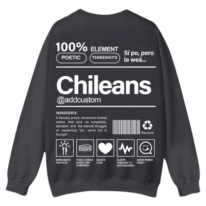 Chileans Addcustom Unisex Fit  Casual Crewneck Sweatshirt wearishow