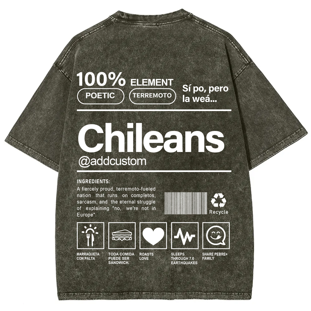 Chileans Addcustom Unisex Fit  Washed T-Shirt