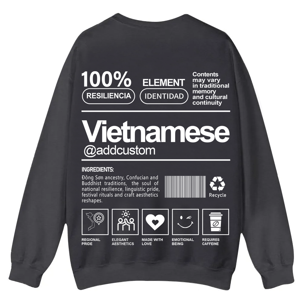 Vietnamese Addcustom Unisex Fit  Casual Crewneck Sweatshirt wearishow