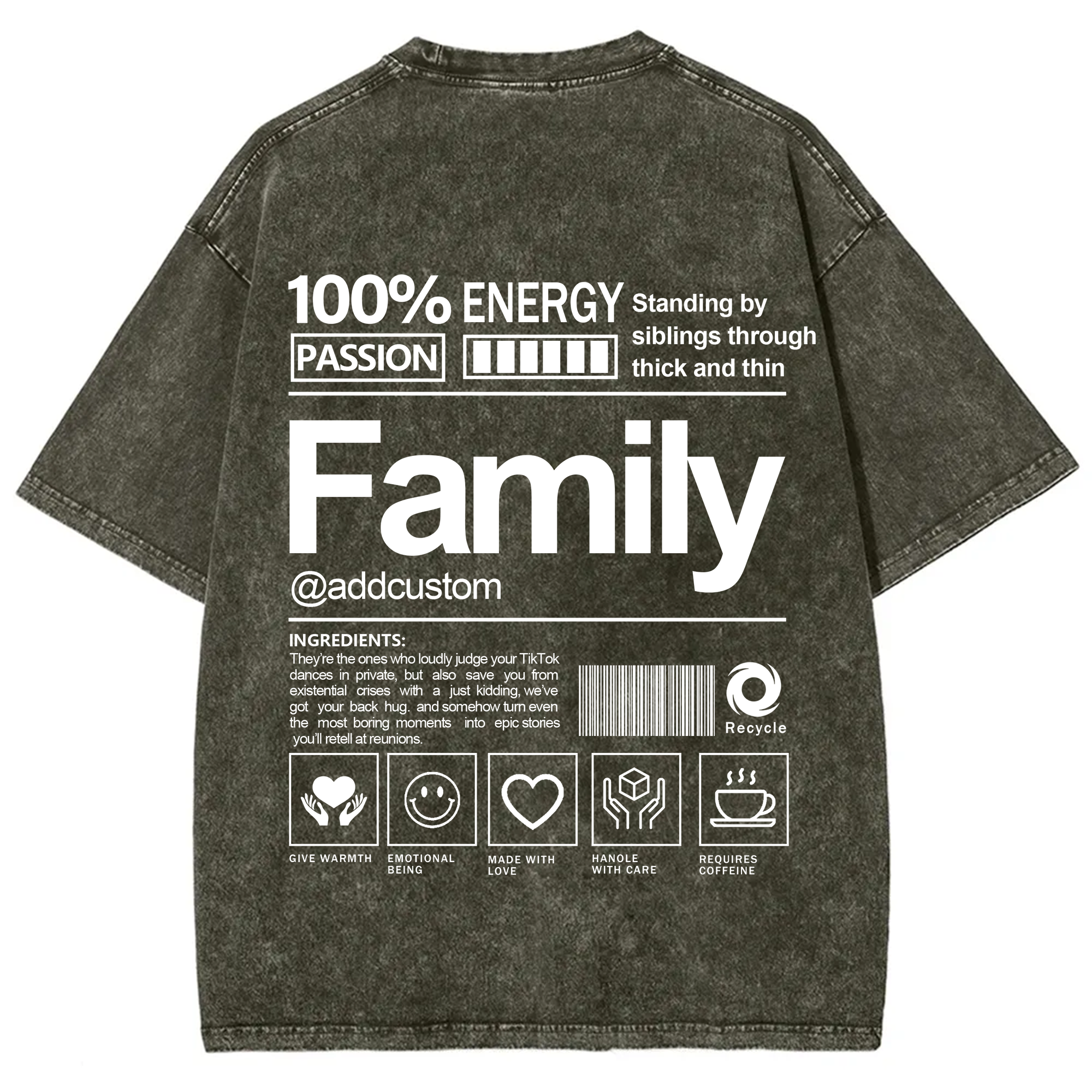 Family Addcustom Washed T-Shirt