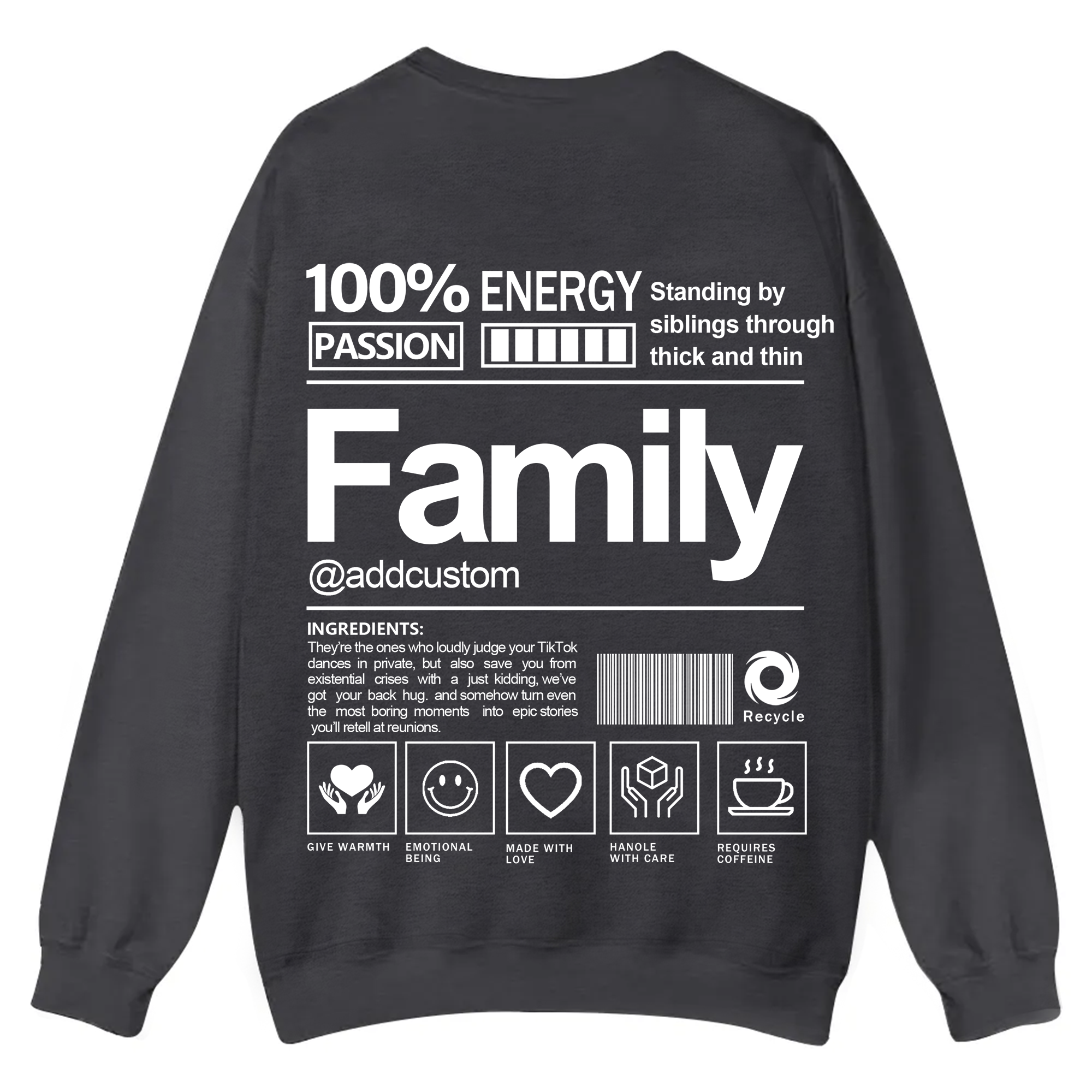 Family Addcustom Casual Crewneck Sweatshirt