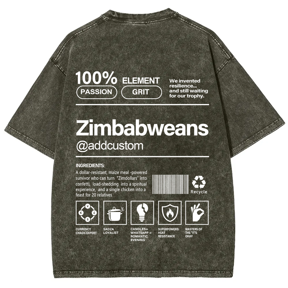 Zimbabweans Addcustom Unisex Fit  Washed T-Shirt