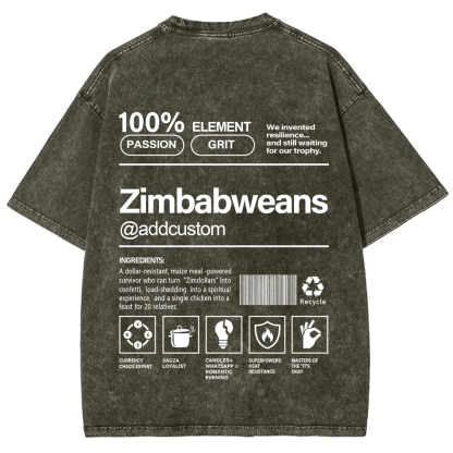 Zimbabweans Addcustom Unisex Fit  Washed T-Shirt