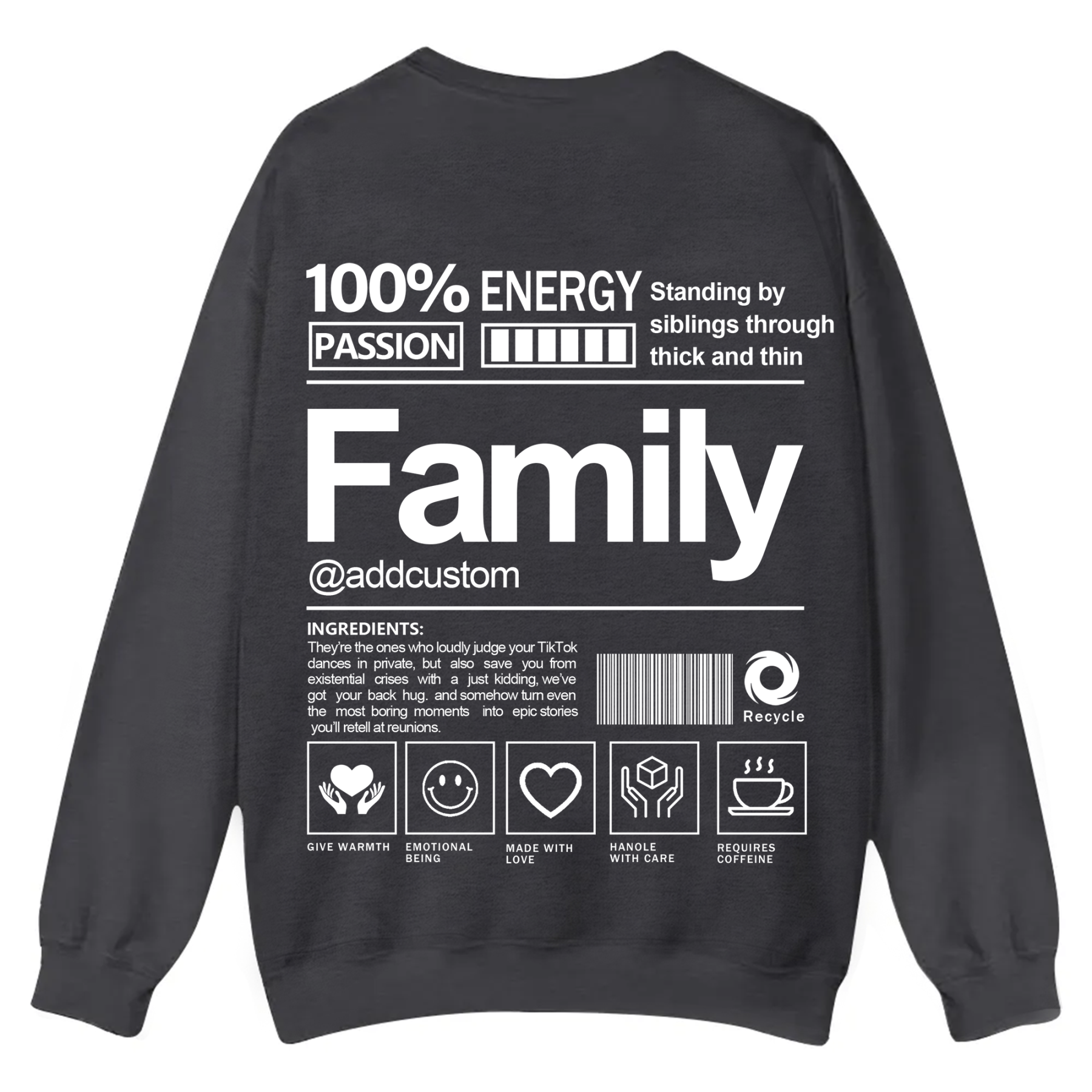 Family Addcustom Casual Crewneck Sweatshirt