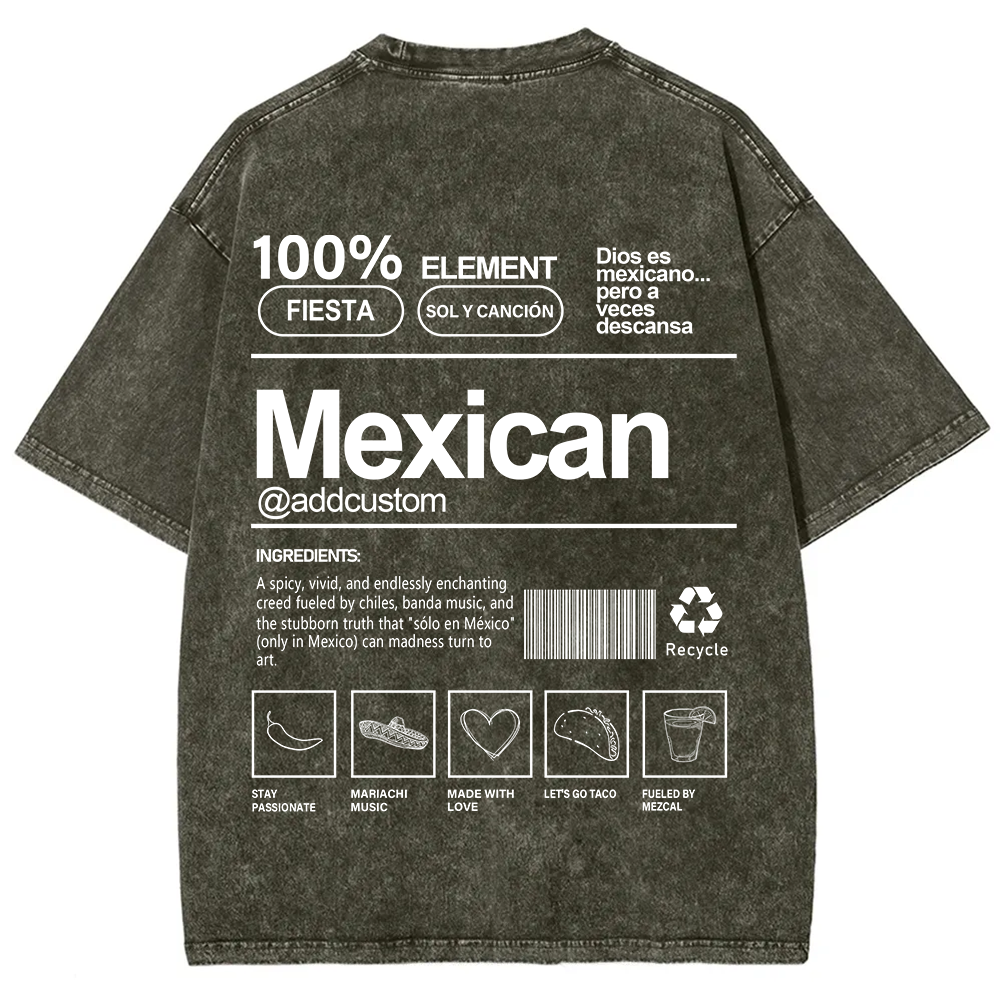 Mexican Addcustom Unisex Fit  Washed T-Shirt