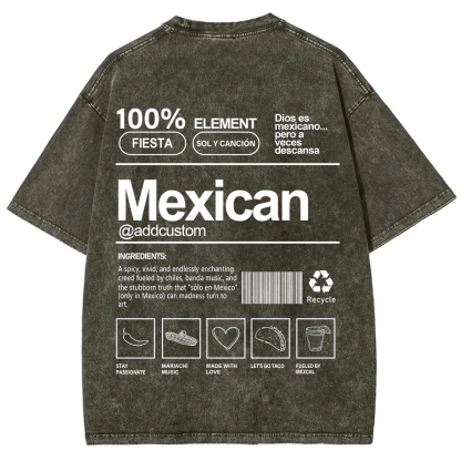 Mexican Addcustom Unisex Fit  Washed T-Shirt