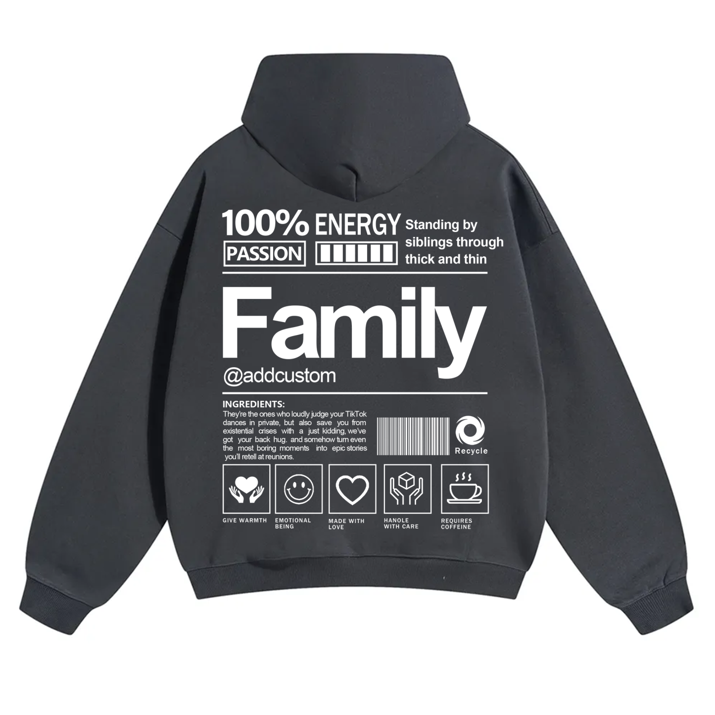 Family Addcustom Solid Color Hoodie