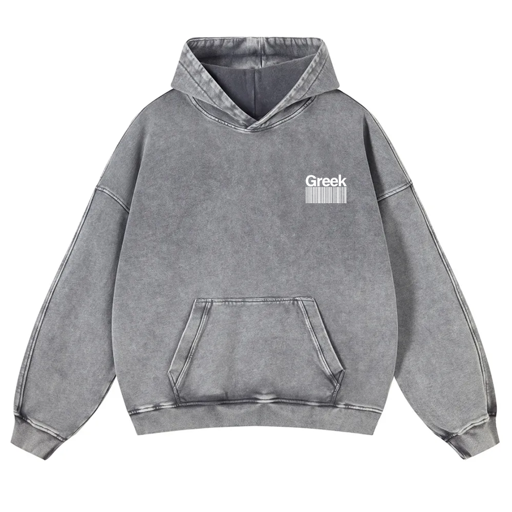 Greek Unisex Fit  Washed Hoodie wearishow