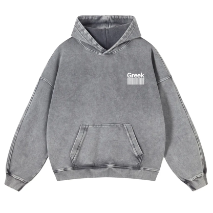 Greek Unisex Fit  Washed Hoodie wearishow