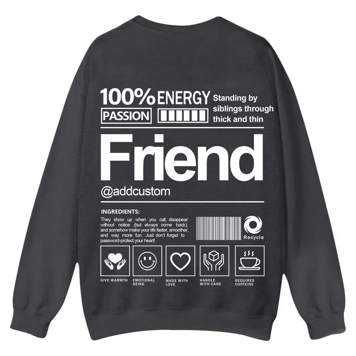 Friend Addcustom Casual Crewneck Sweatshirt