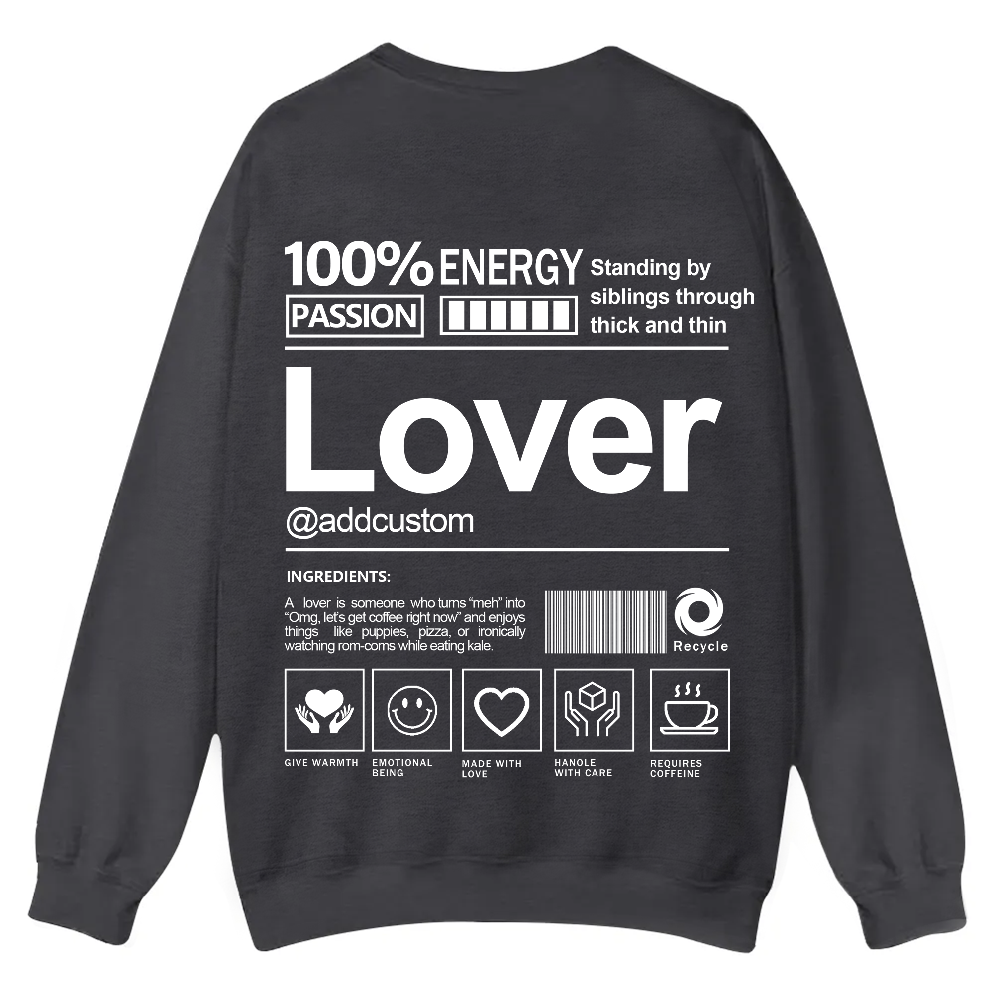 Lover Addcustom Casual Crewneck Sweatshirt