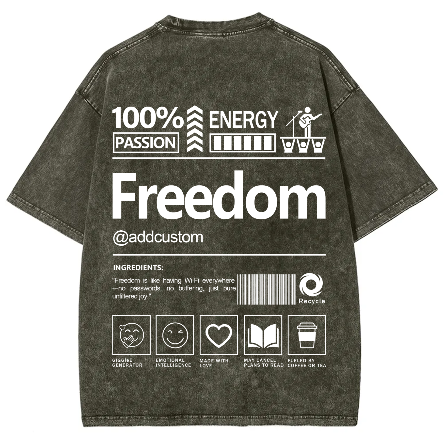 Freedom Addcustom Washed T-Shirt