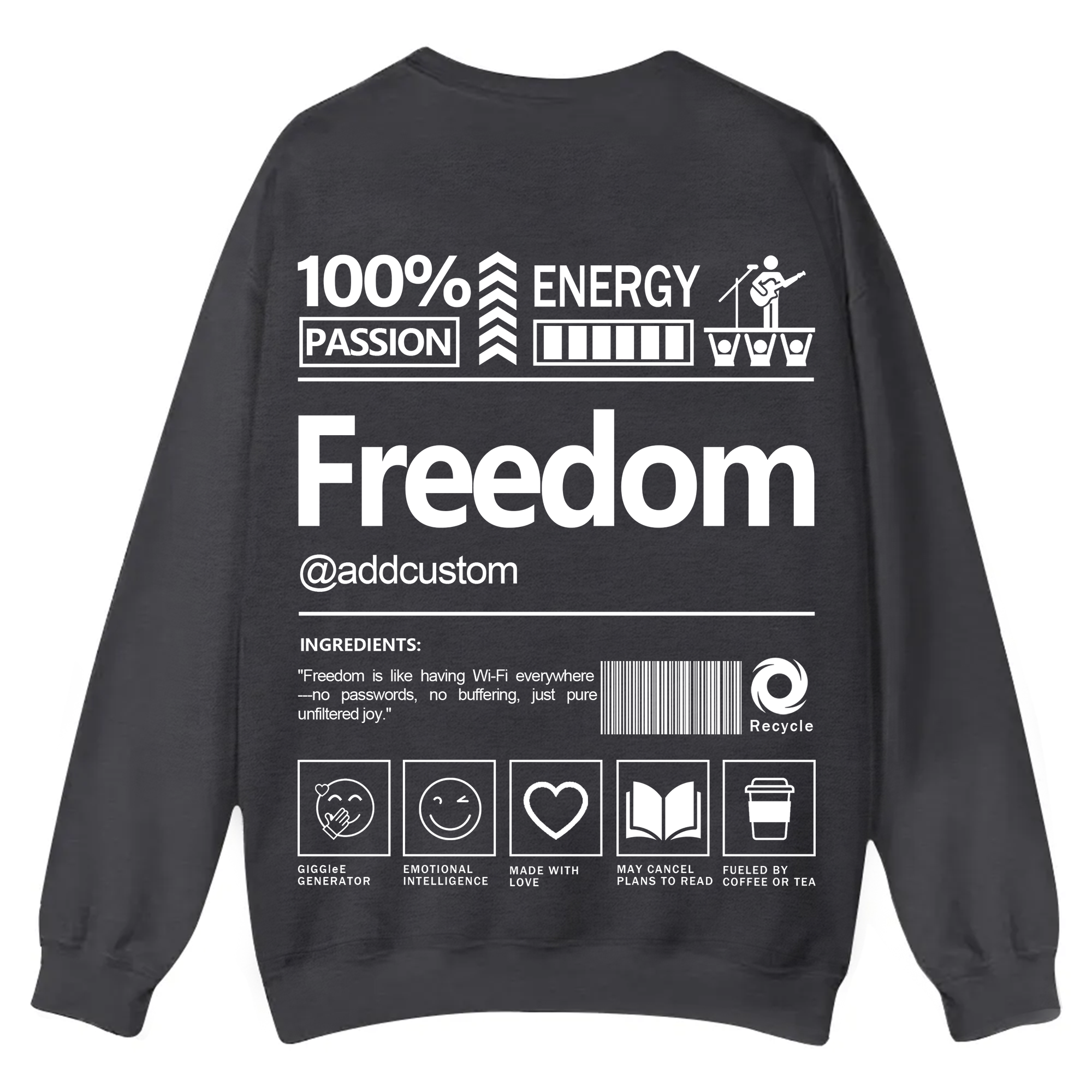 Freedom Addcustom Casual Crewneck Sweatshirt