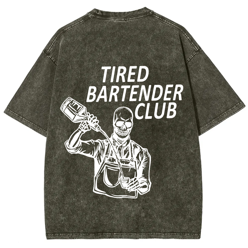 Tired Bartender Club Unisex Fit  Washed T-Shirt