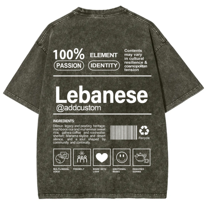 Lebanese Addcustom Unisex Fit  Washed T-Shirt