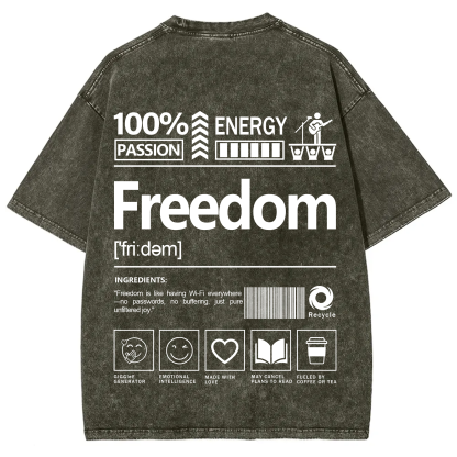 Freedom Unisex Fit Washed T-Shirt