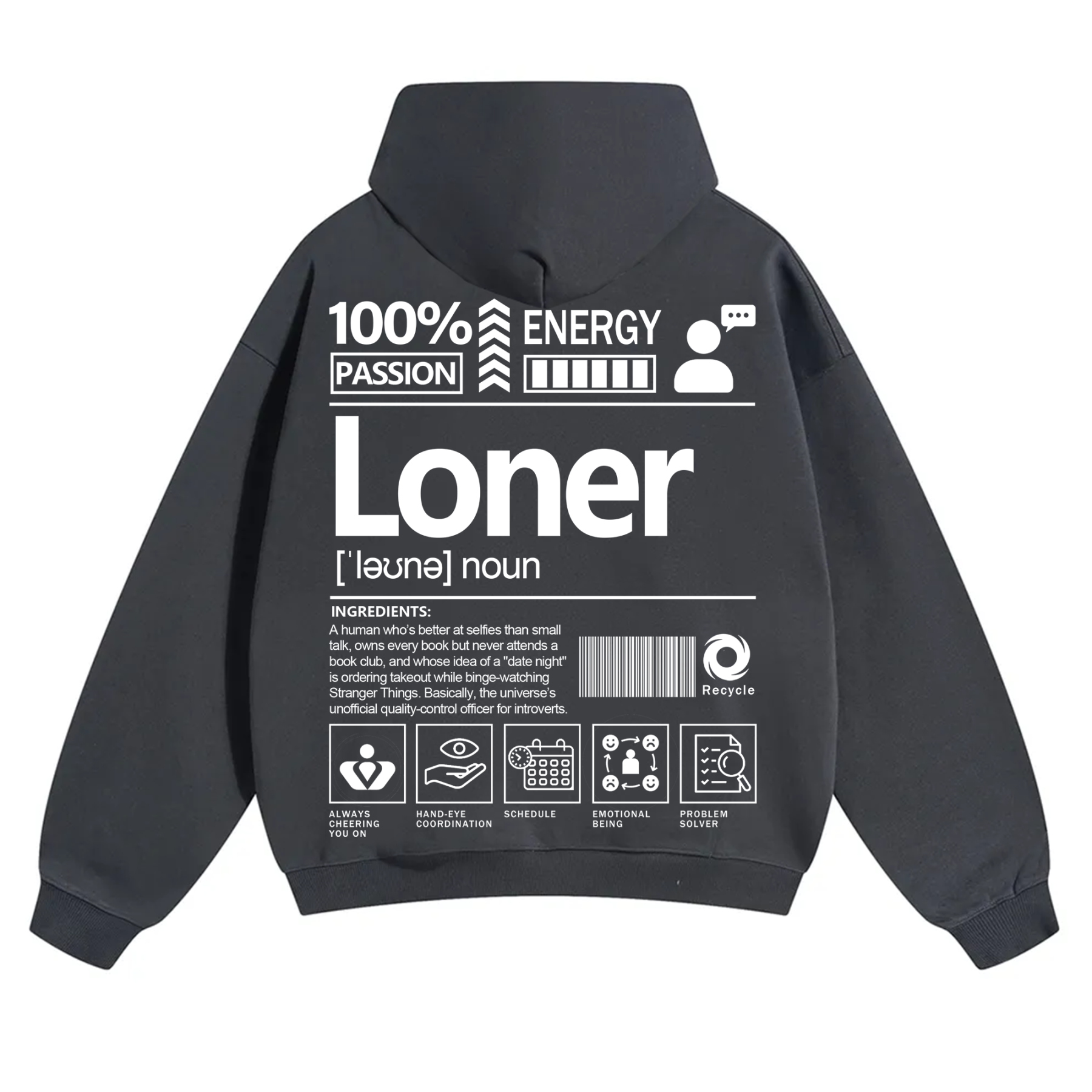 Loner Unisex Fit Solid Color Hoodie