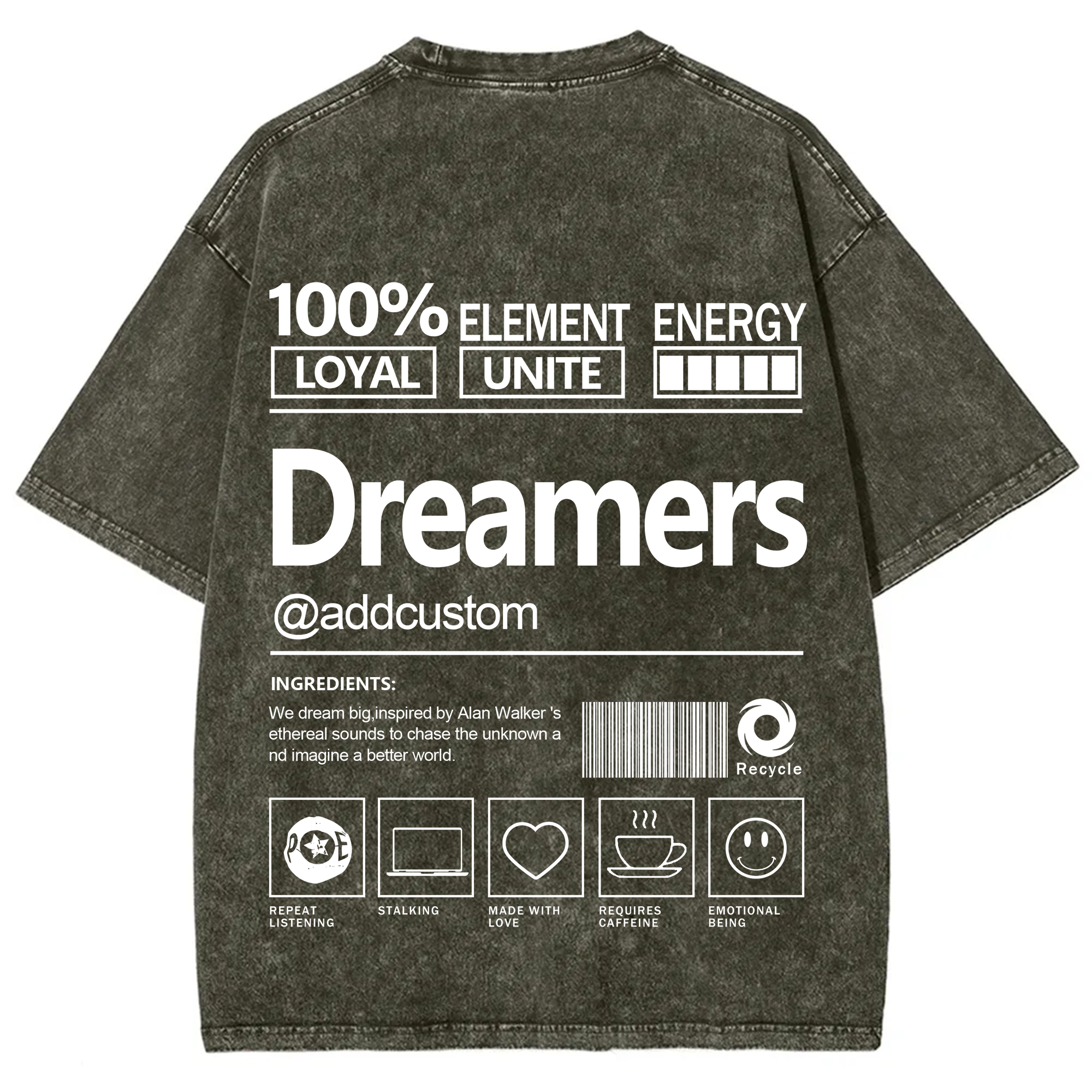 Dreamers Addcustom Unisex Fit Washed T-Shirt