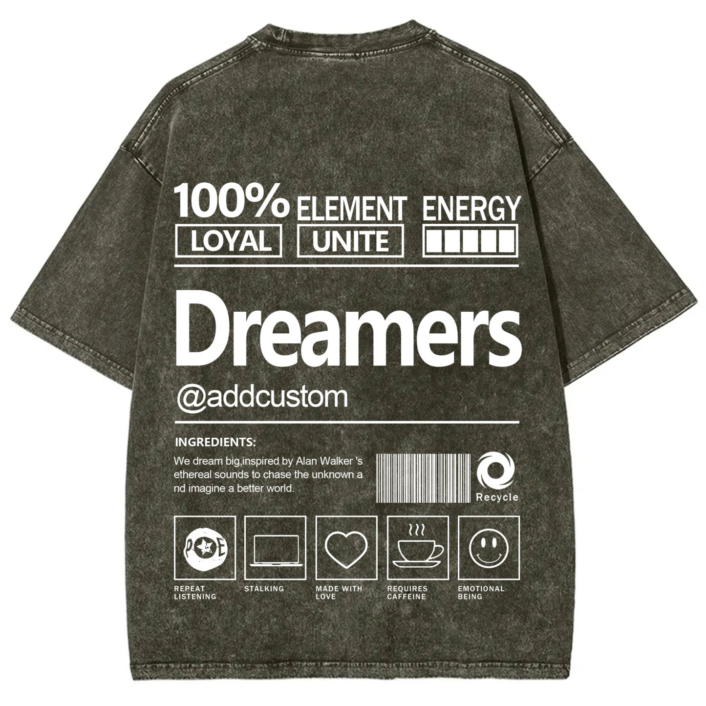 Dreamers Addcustom Unisex Fit Washed T-Shirt