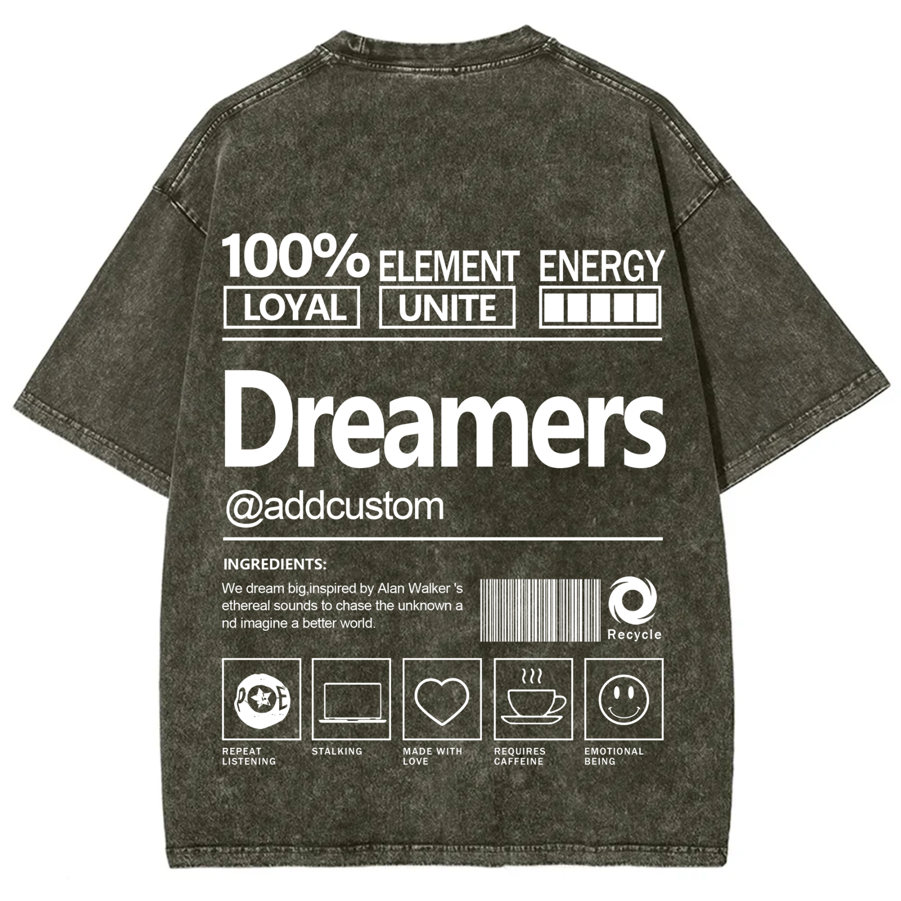 Dreamers Addcustom Unisex Fit Washed T-Shirt