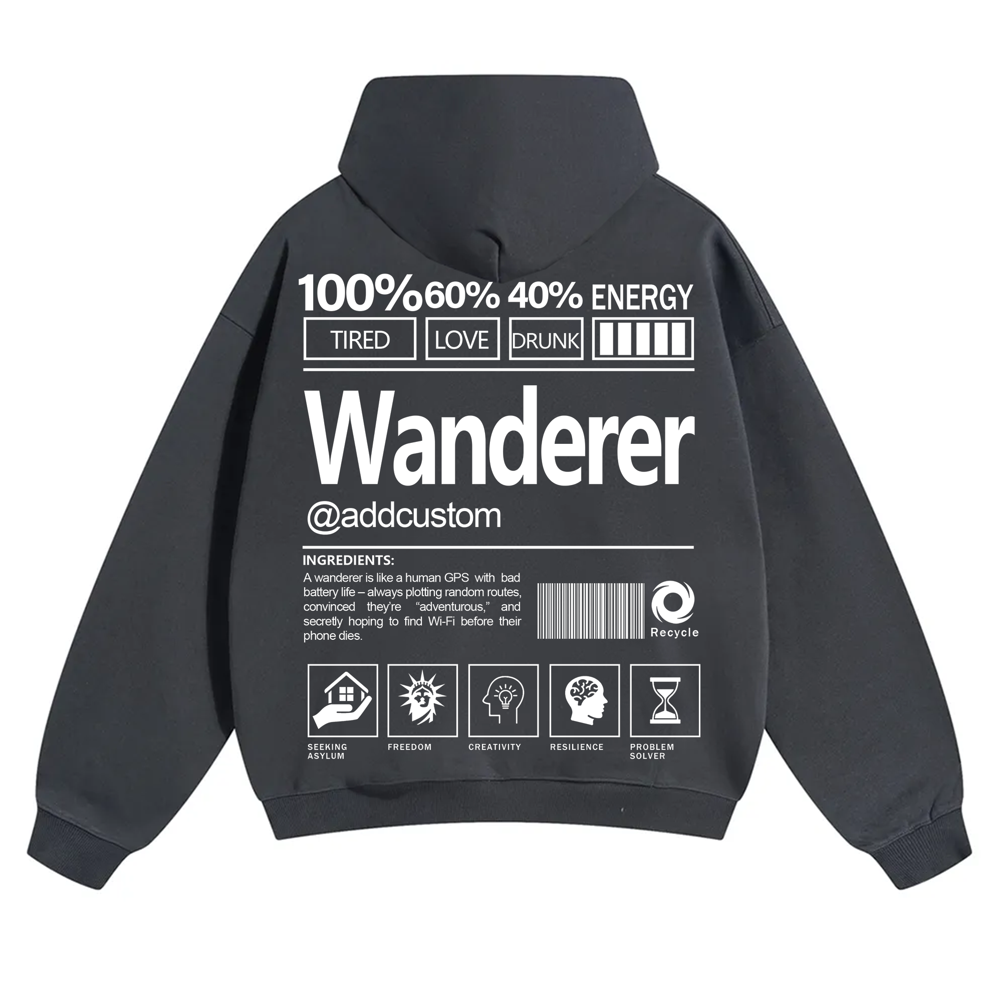 Wanderer Addcustom Unisex Fit Solid Color Hoodie