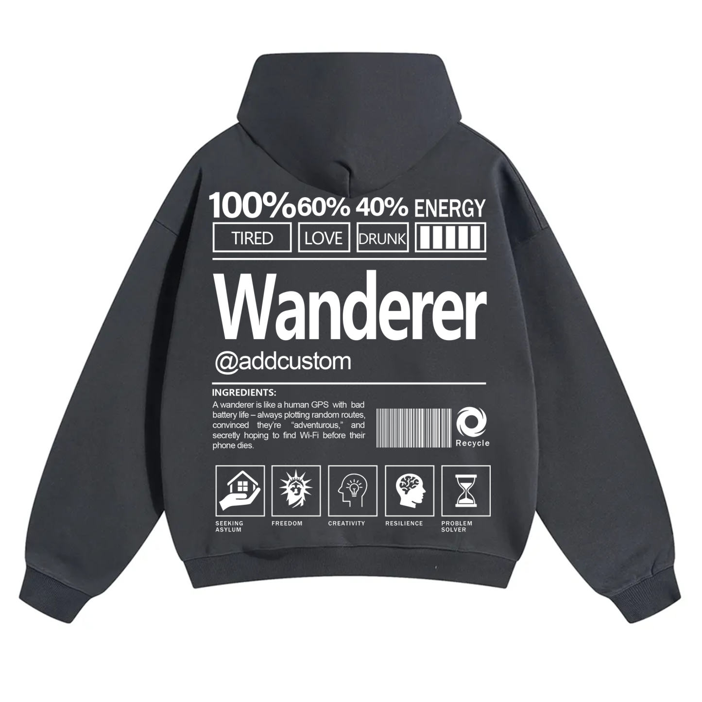 Wanderer Addcustom Unisex Fit Solid Color Hoodie