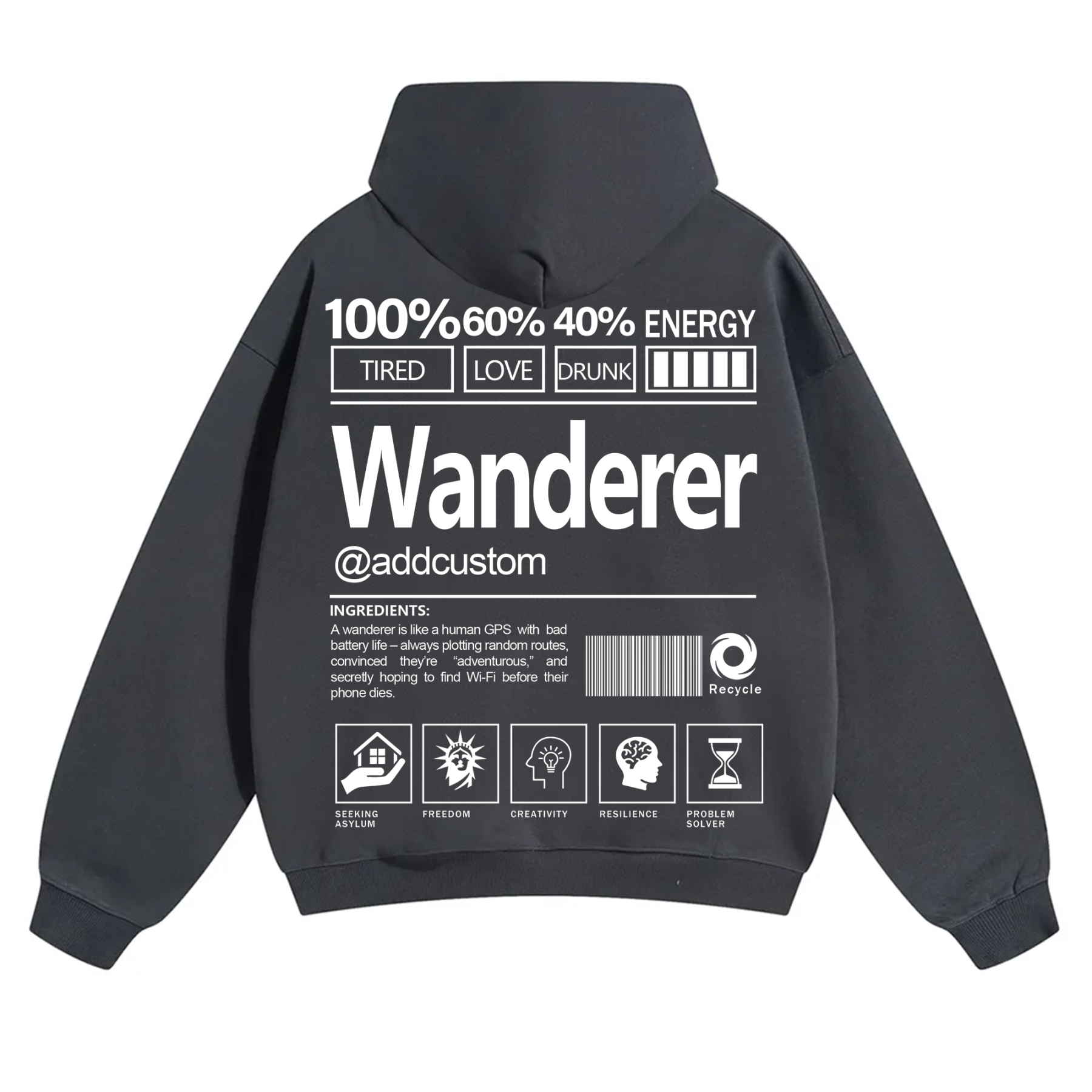 Wanderer Addcustom Unisex Fit Solid Color Hoodie