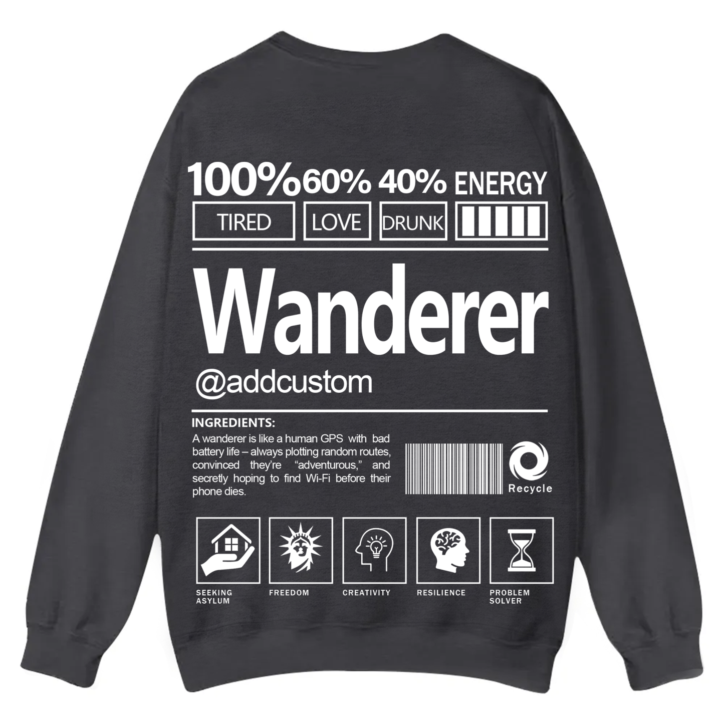Wanderer Addcustom Unisex Fit Casual Crewneck Sweatshirt