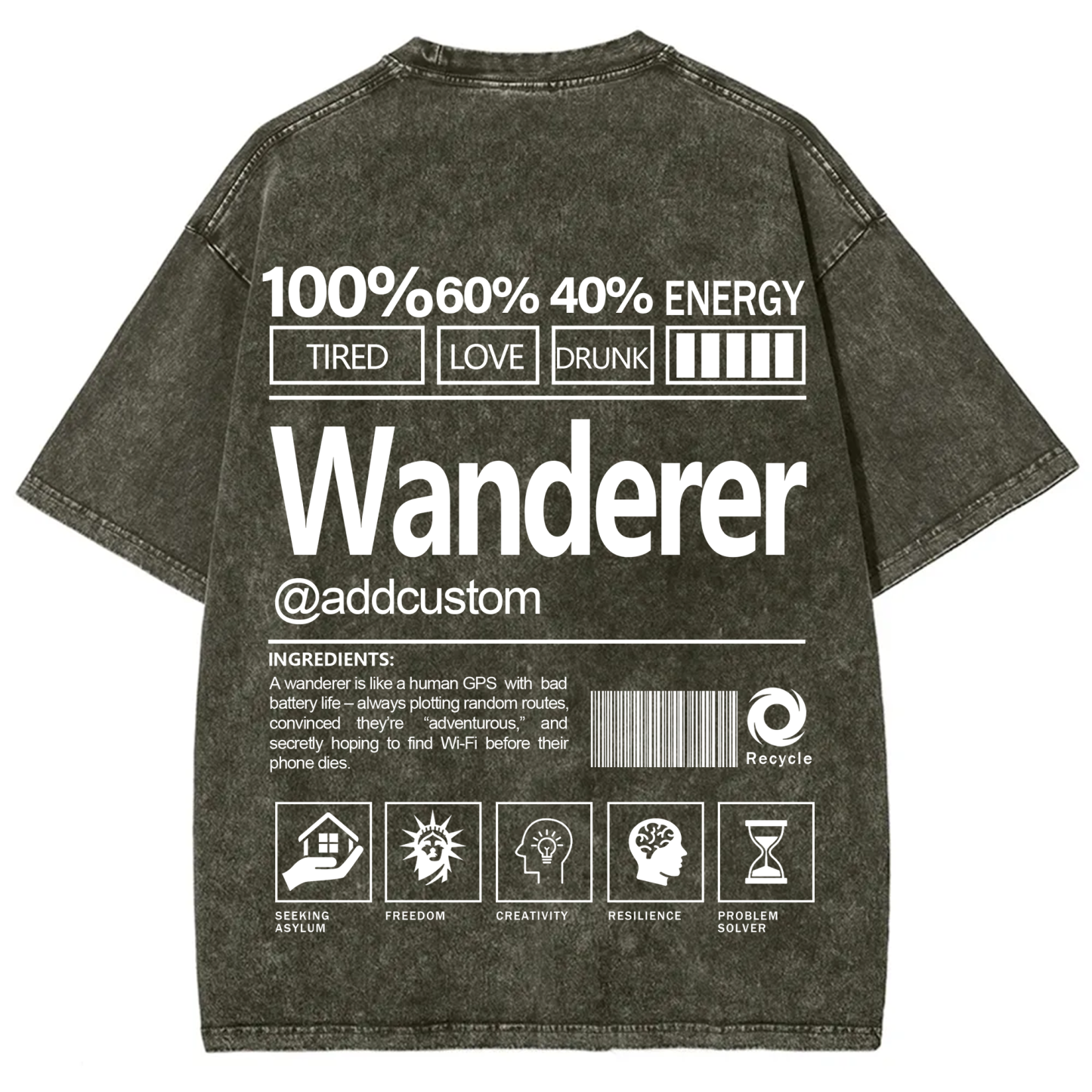 Wanderer Addcustom Unisex Fit Washed T-Shirt